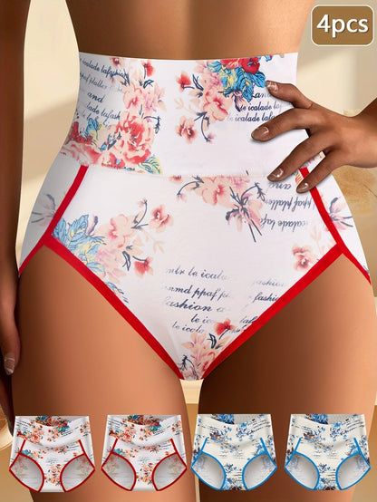 Women's 4-Pack High-Waist Briefs - Floral Everyday Comfort – view 14