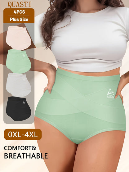 Women's 4-Pack High-Waist Briefs - Soft Plus Size Daily Comfort Mixed Color – main product image