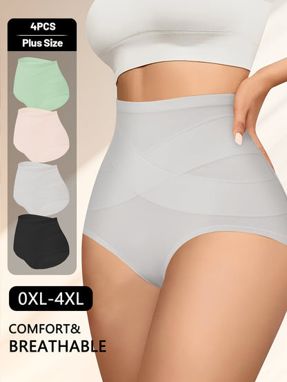 Women's 4-Pack High-Waist Briefs - Soft Plus Size Daily Comfort Mixed Color – view 2