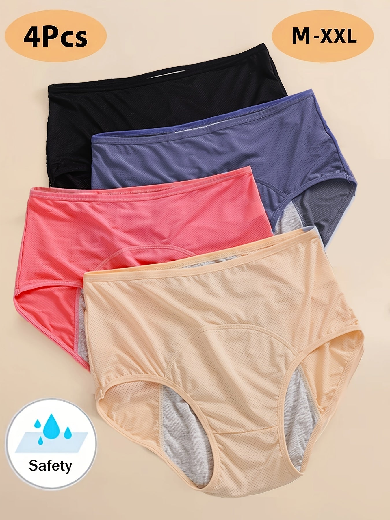 Women’s 4-Pack High-Waist Period Briefs - Leak-Resistant Coverage – 4-Variant Selection – view 6
