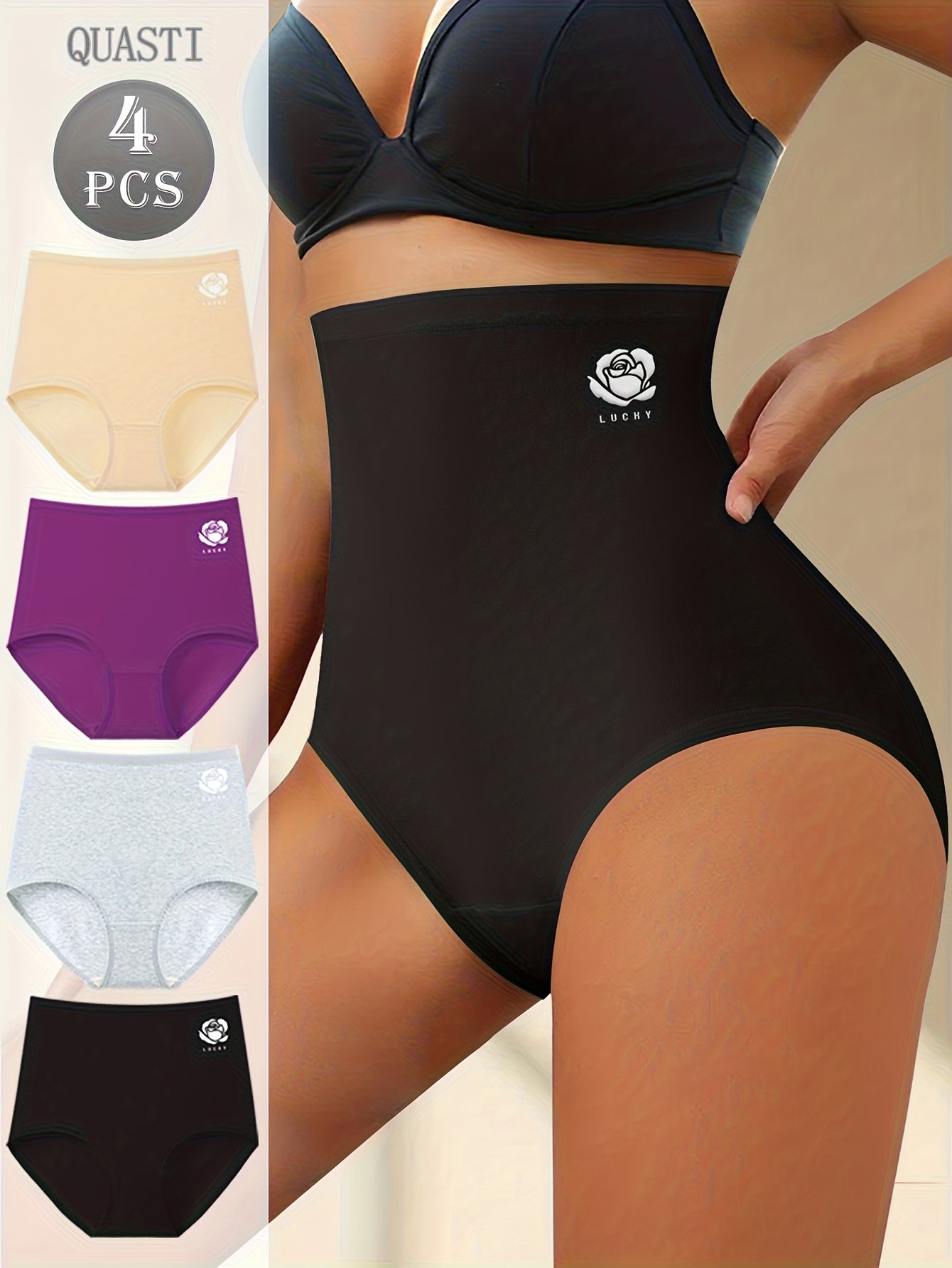 Women's 4-Pack High-Waist Seamless Briefs - Floral Print Daily Comfort – main product image