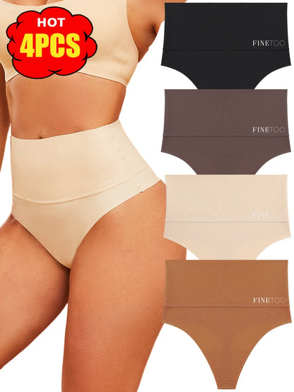 Women's 4-Pack High-Waist Seamless Thongs - Solid Color Everyday Comfort – view 5