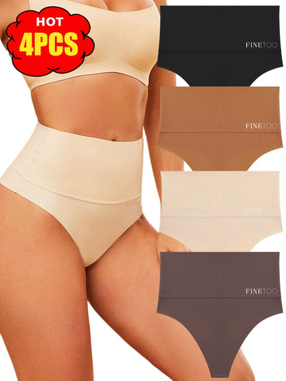 Women's 4-Pack High-Waist Seamless Thongs - Solid Color Everyday Comfort – view 7