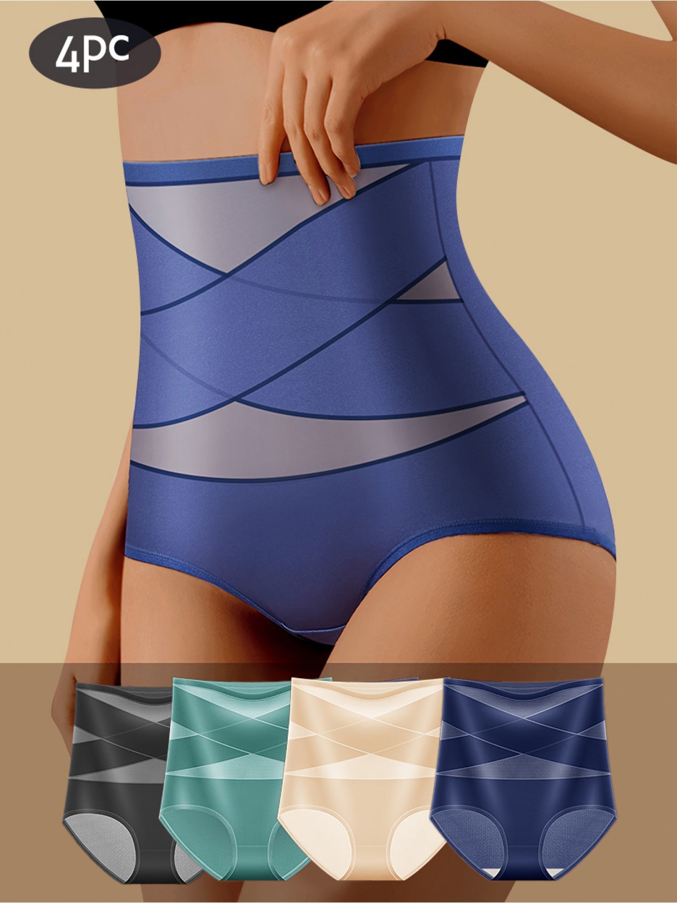 Women’s 4-Pack High-Waist Shapewear Briefs - Tummy Control Support – Colorway 48229 – main product image