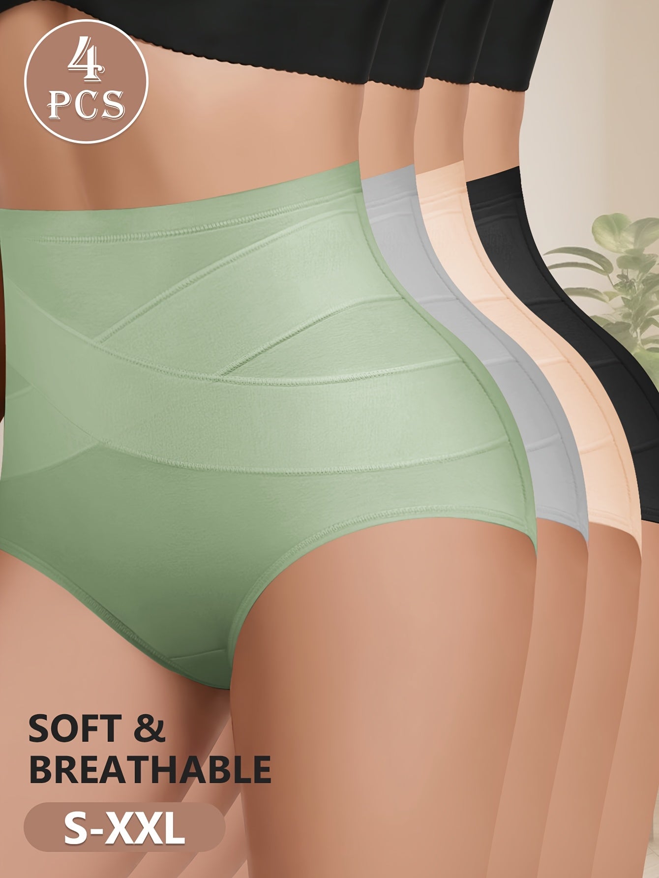 Women’s 4-Pack High-Waist Shapewear Briefs - Tummy Control Support – Colorway 22693 – view 2