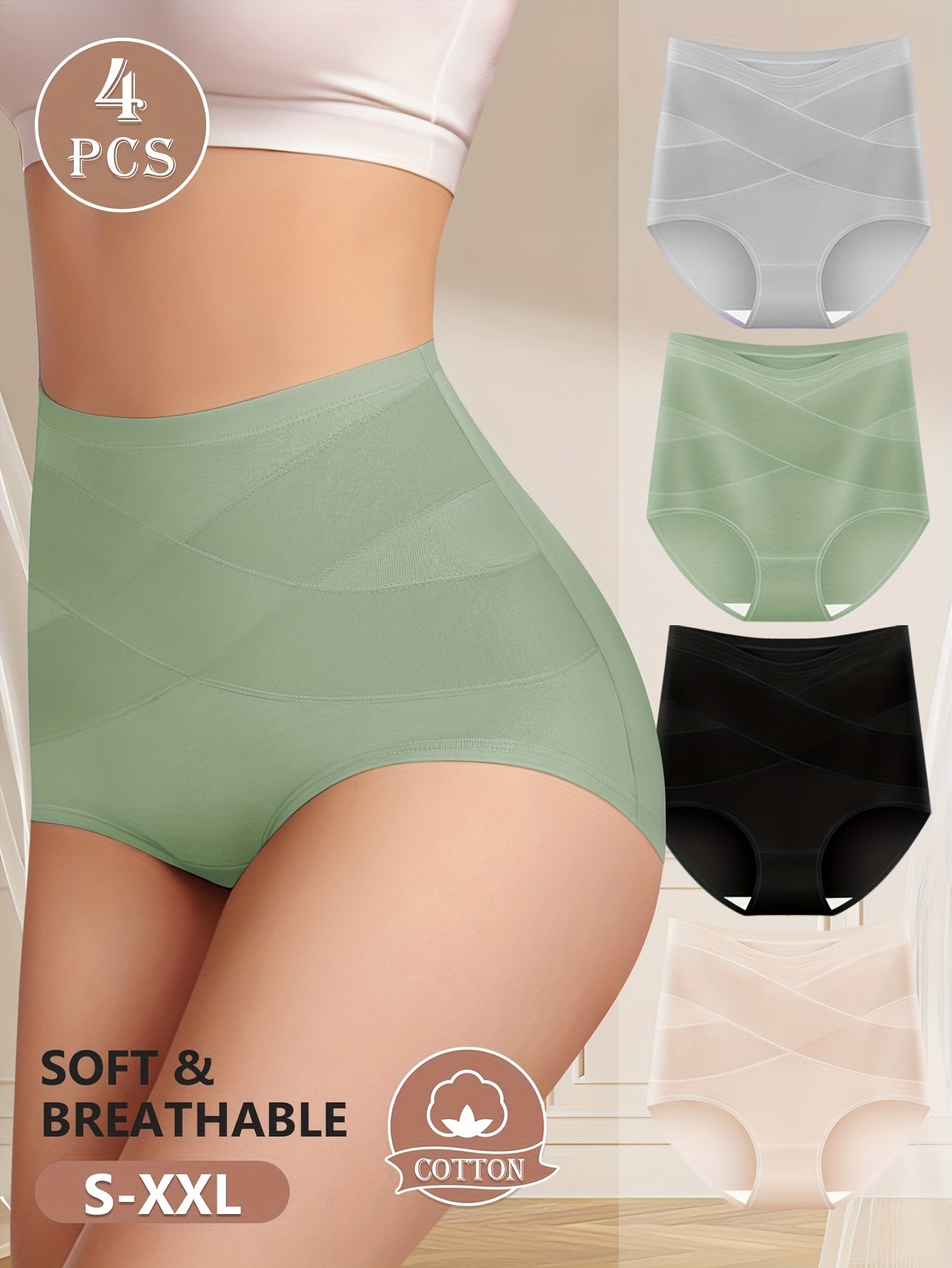 Women’s 4-Pack High-Waist Shapewear Briefs - Tummy Control Support – Colorway 22693 – view 6