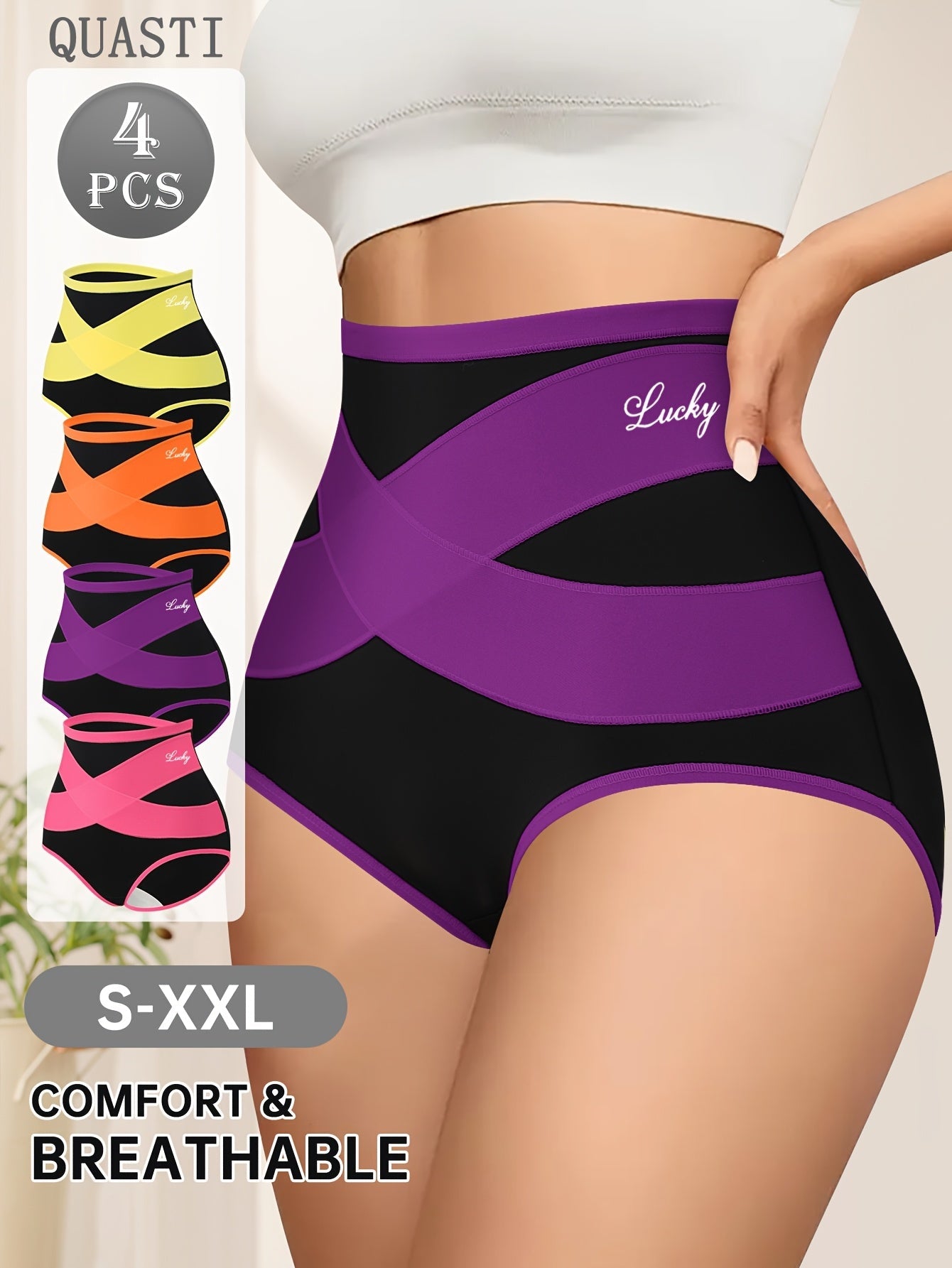 Women’s 4-Pack High-Waist Shapewear Briefs - Tummy Control Support – Colorway 90565 – view 2