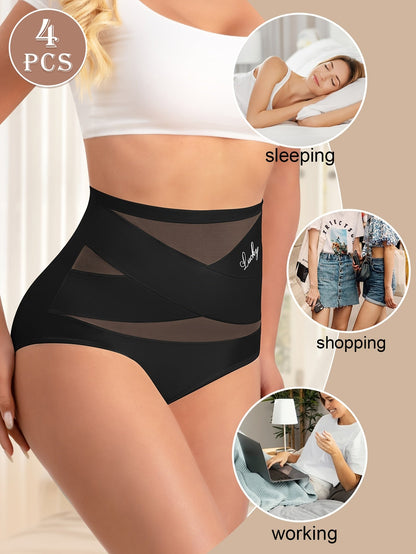 Women’s 4-Pack High-Waist Shapewear Briefs - Tummy Control Support – Mixed colors Polyester – view 2