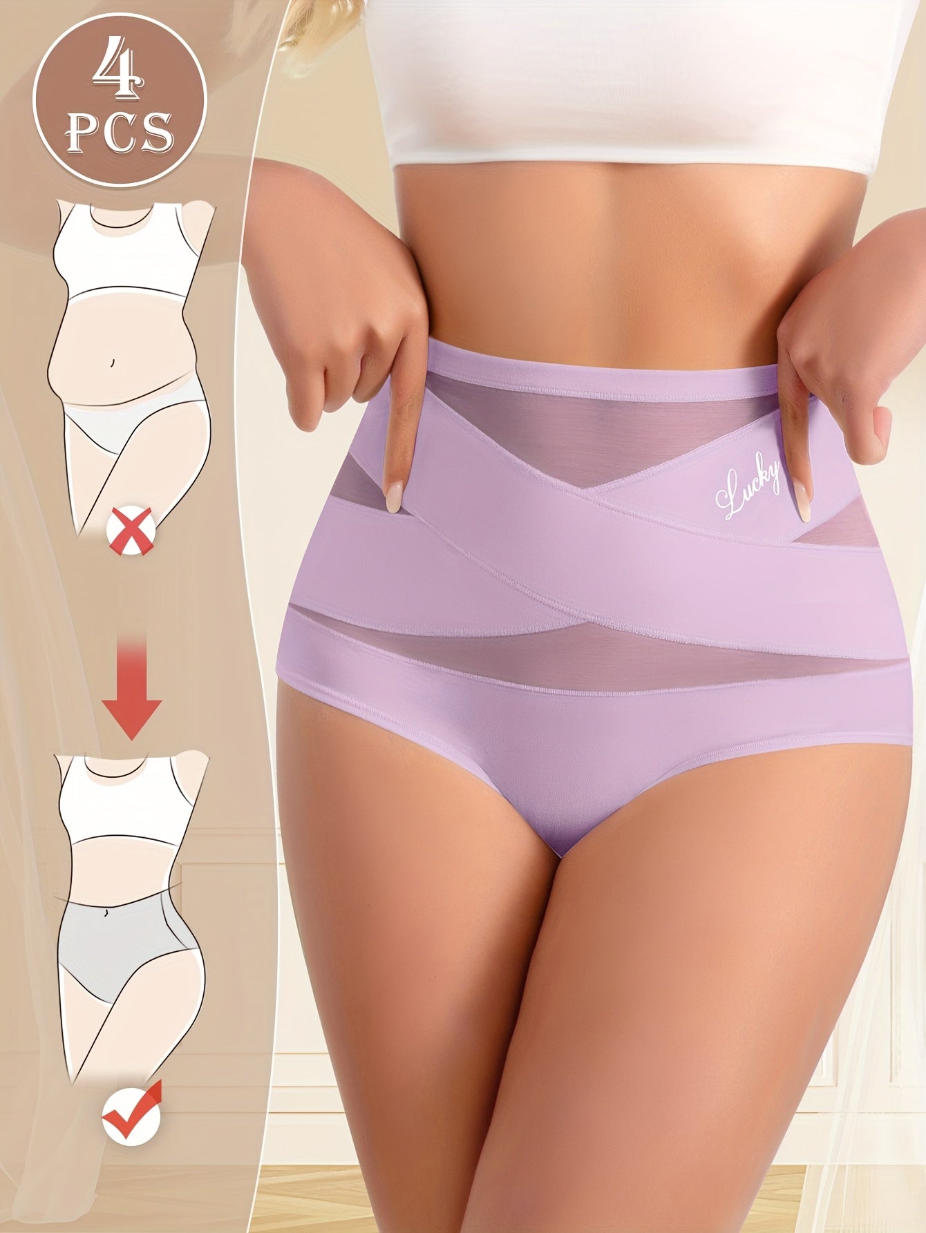 Women’s 4-Pack High-Waist Shapewear Briefs - Tummy Control Support – Mixed colors Polyester – view 3