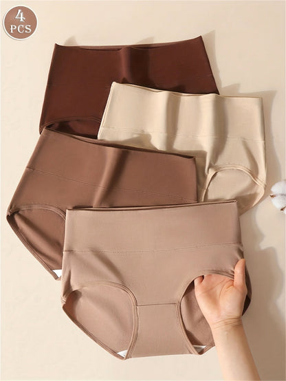Women's 4-Pack Mid-Rise Briefs - Solid Color Everyday Comfort – Brown option – main product image