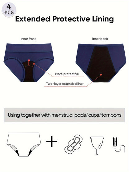 Women's 4-Pack Period Briefs - Soft Everyday Comfort - Mixed colors – view 6