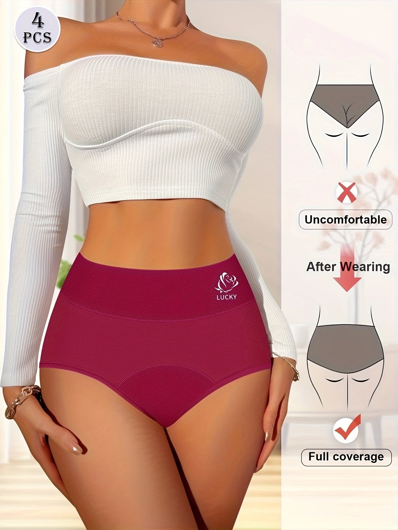 Women's 4-Pack Period Briefs - Soft Everyday Comfort - Mixed colors – view 10