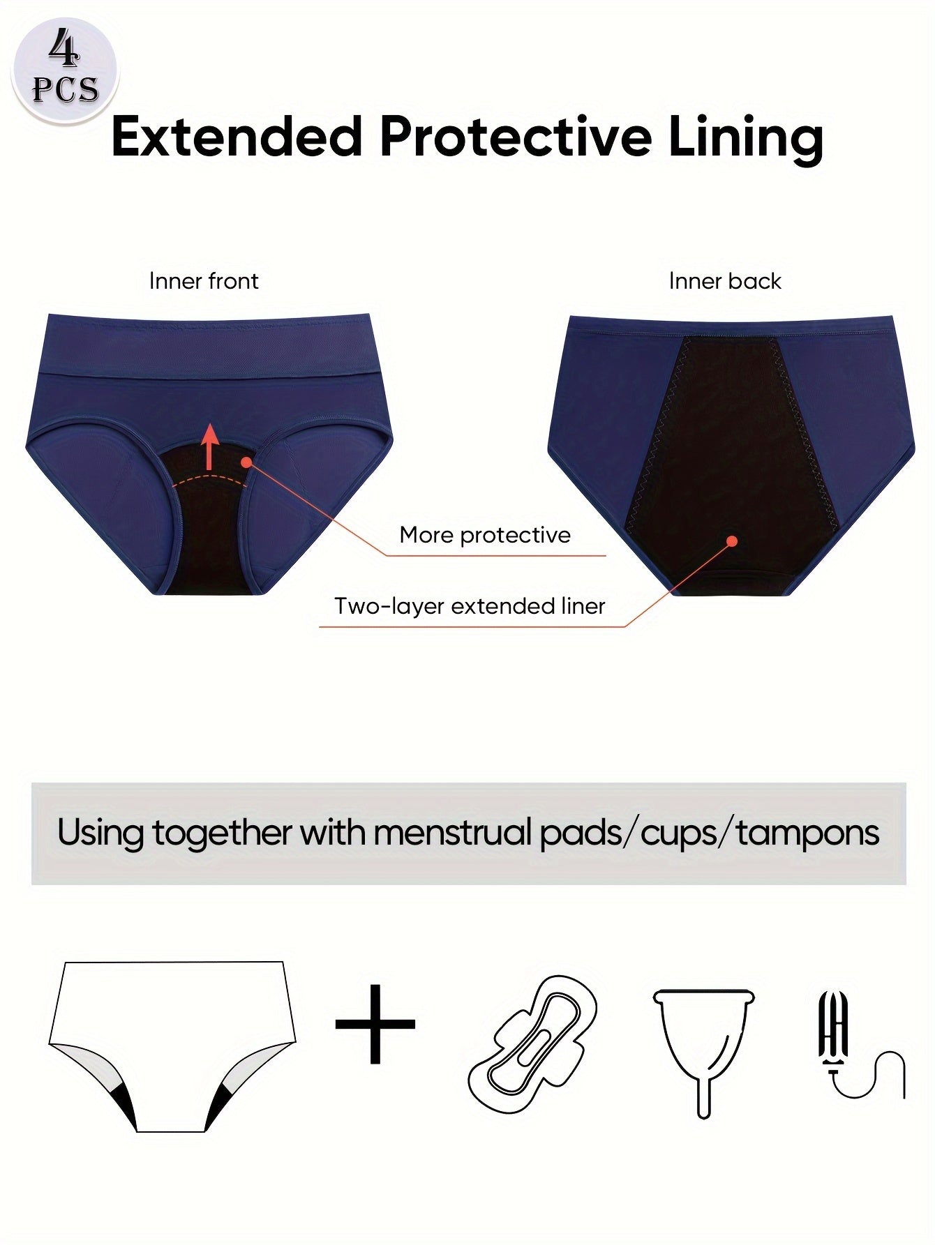 Women's 4-Pack Period Briefs - Soft Everyday Comfort - Mixed colors – view 13