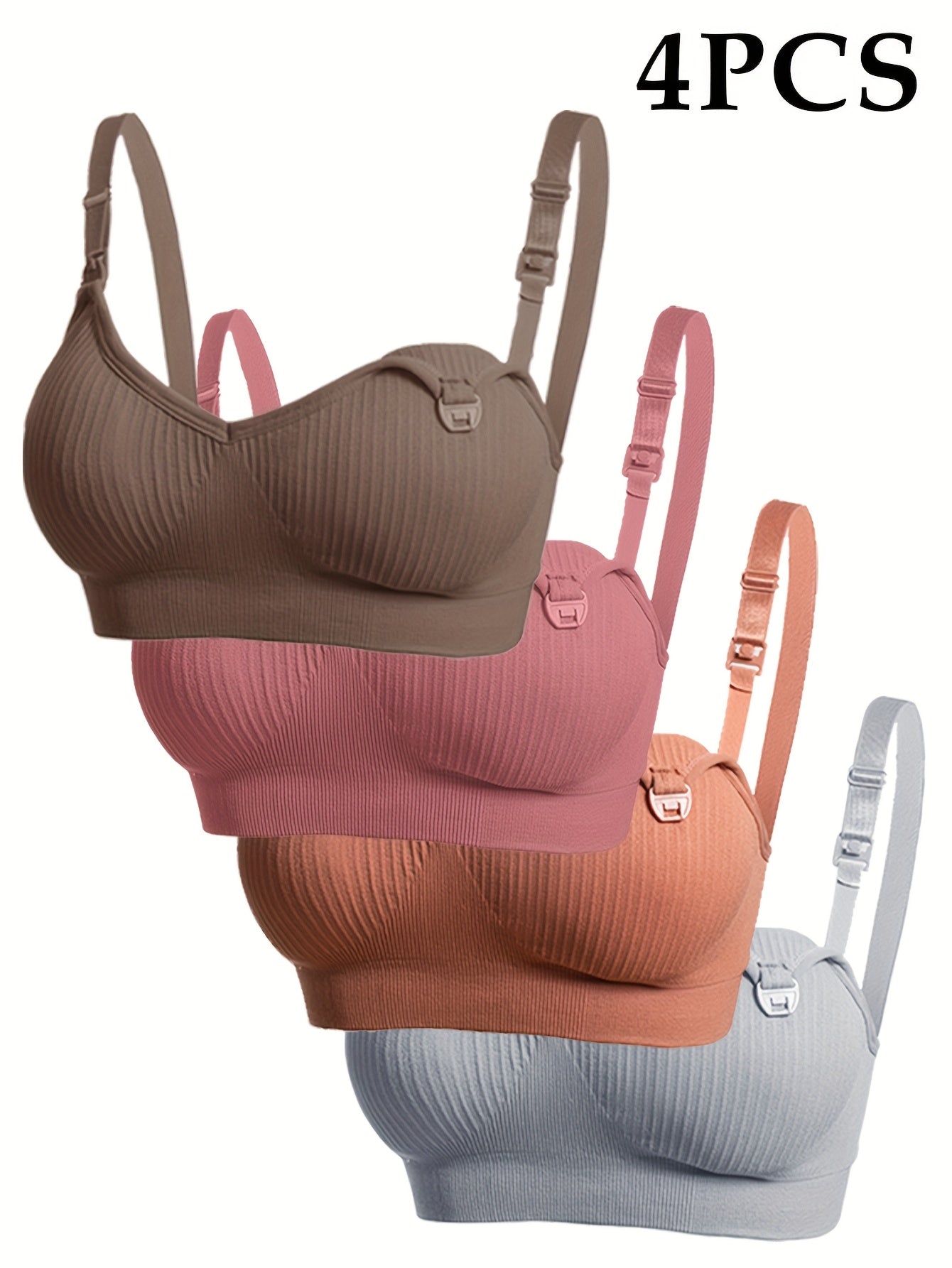 Women's 4-Pack Seamless Nursing Bras - Removable Padding and Stretch Knit – view 3