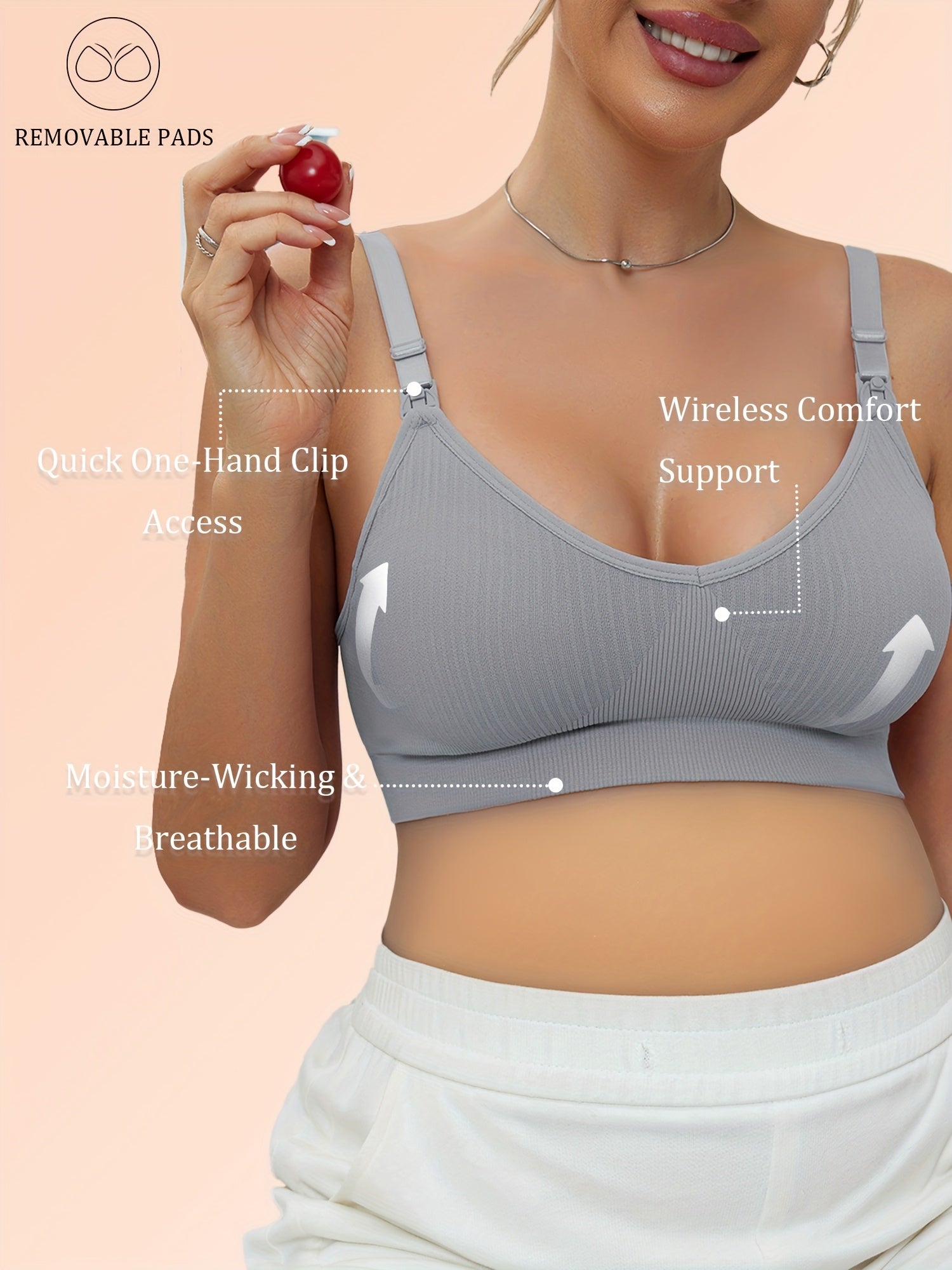 Women's 4-Pack Seamless Nursing Bras - Removable Padding and Stretch Knit detail view