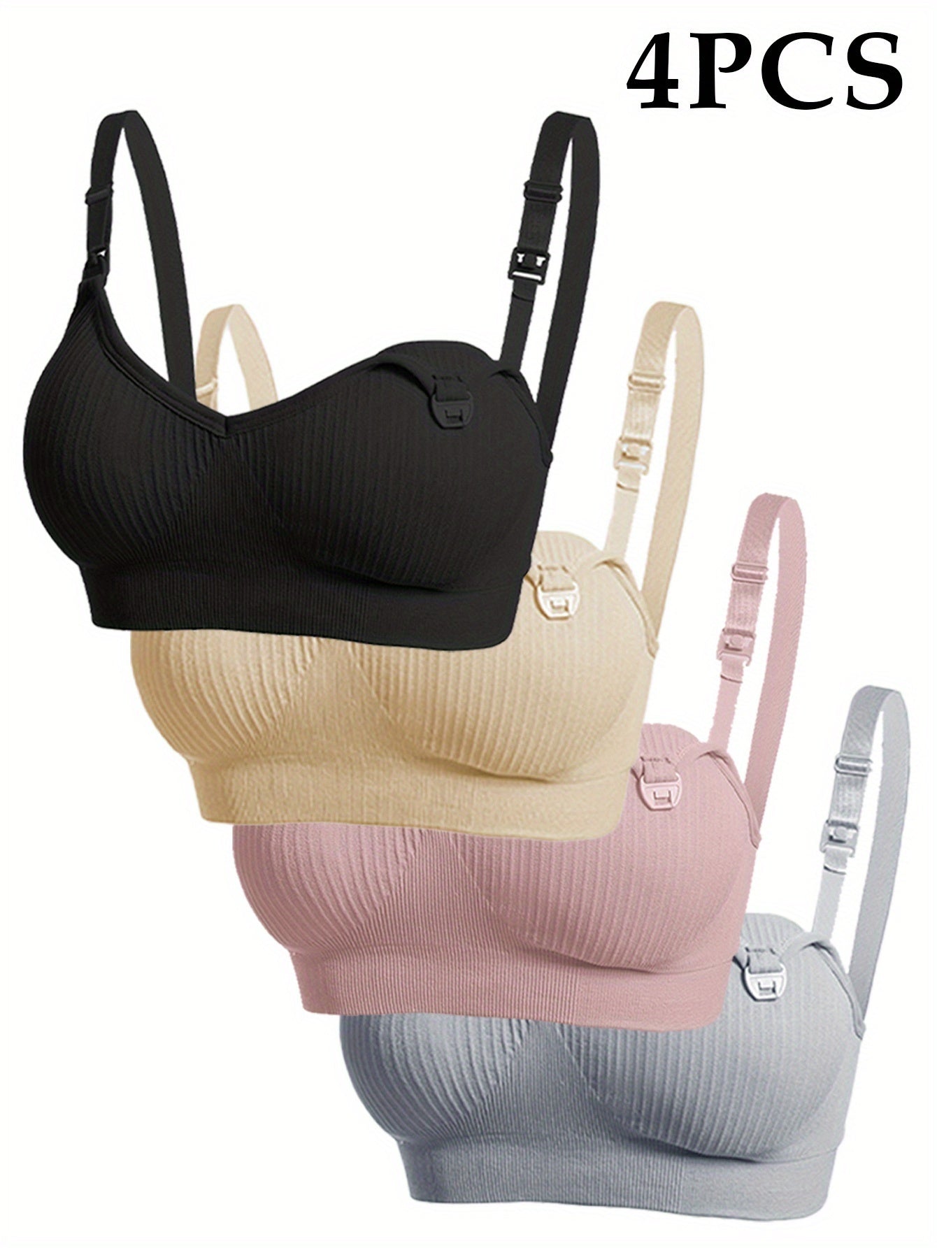 Women's 4-Pack Seamless Nursing Bras - Removable Padding and Stretch Knit detail view