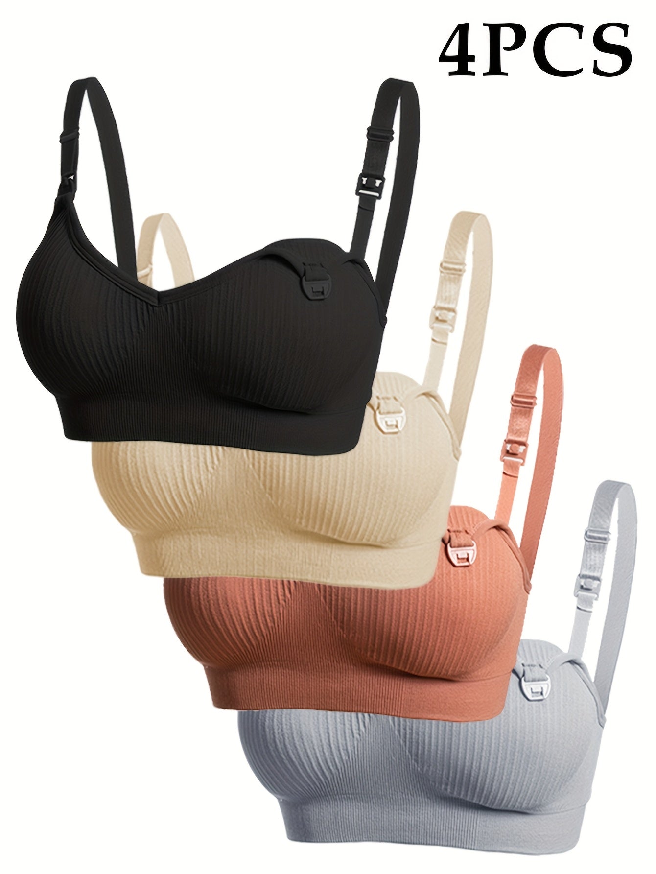 Women's 4-Pack Seamless Nursing Bras - Removable Padding and Stretch Knit detail view
