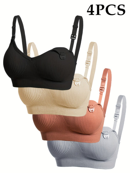 Women's 4-Pack Seamless Nursing Bras - Removable Padding and Stretch Knit detail view