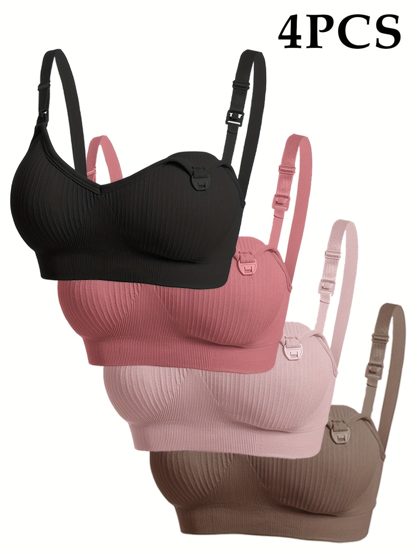 Women's 4-Pack Seamless Nursing Bras - Removable Padding and Stretch Knit detail view
