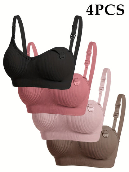 Women's 4-Pack Seamless Nursing Bras - Removable Padding and Stretch Knit detail view