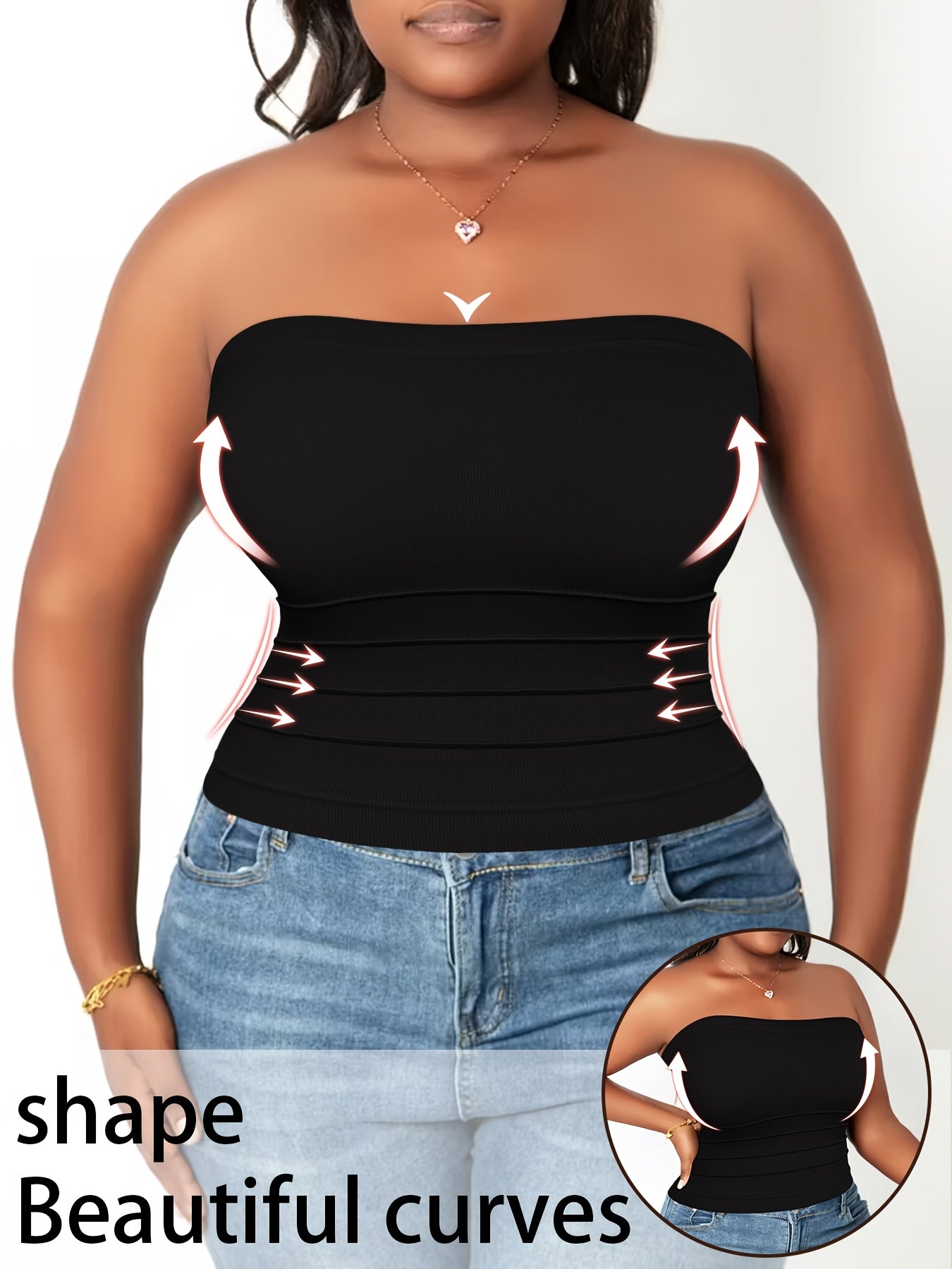 Women's 5-Pack Bandeau Tops - Stretch Strapless Multipack detail view