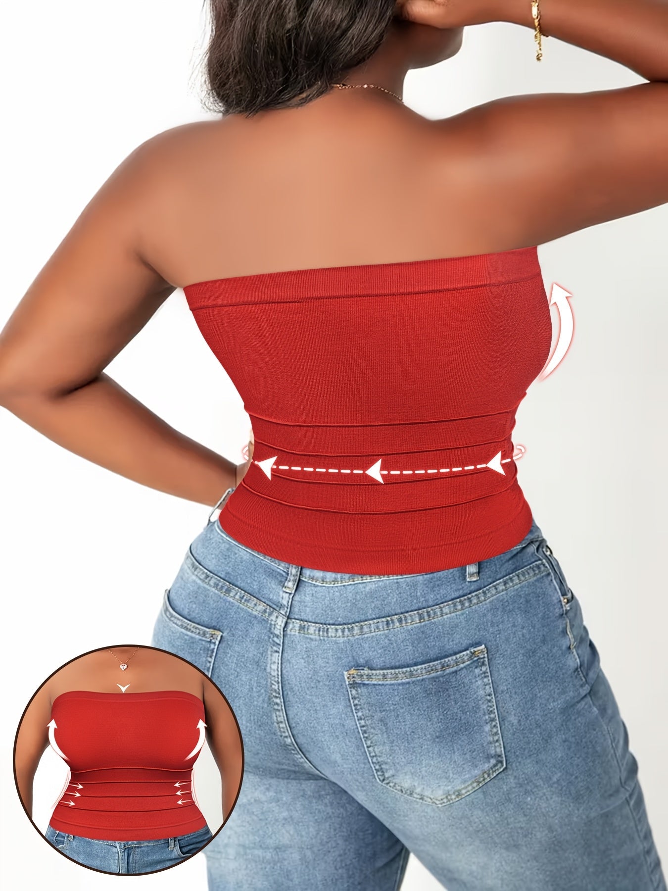 Women's 5-Pack Bandeau Tops - Stretch Strapless Multipack detail view