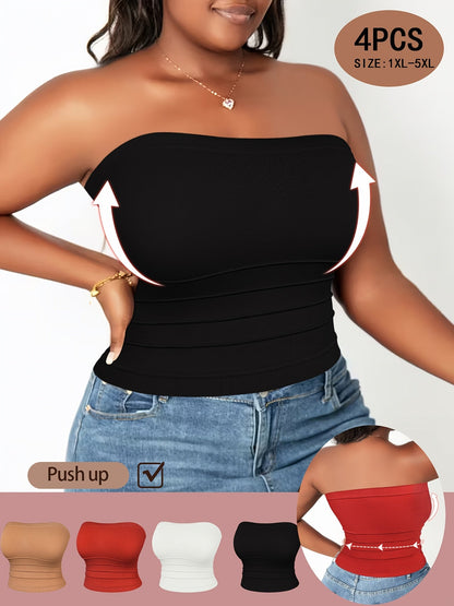 Women's 5-Pack Bandeau Tops - Stretch Strapless Multipack detail view