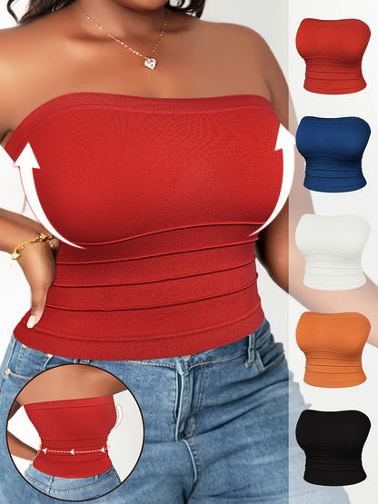 Women's 5-Pack Bandeau Tops - Stretch Strapless Multipack detail view
