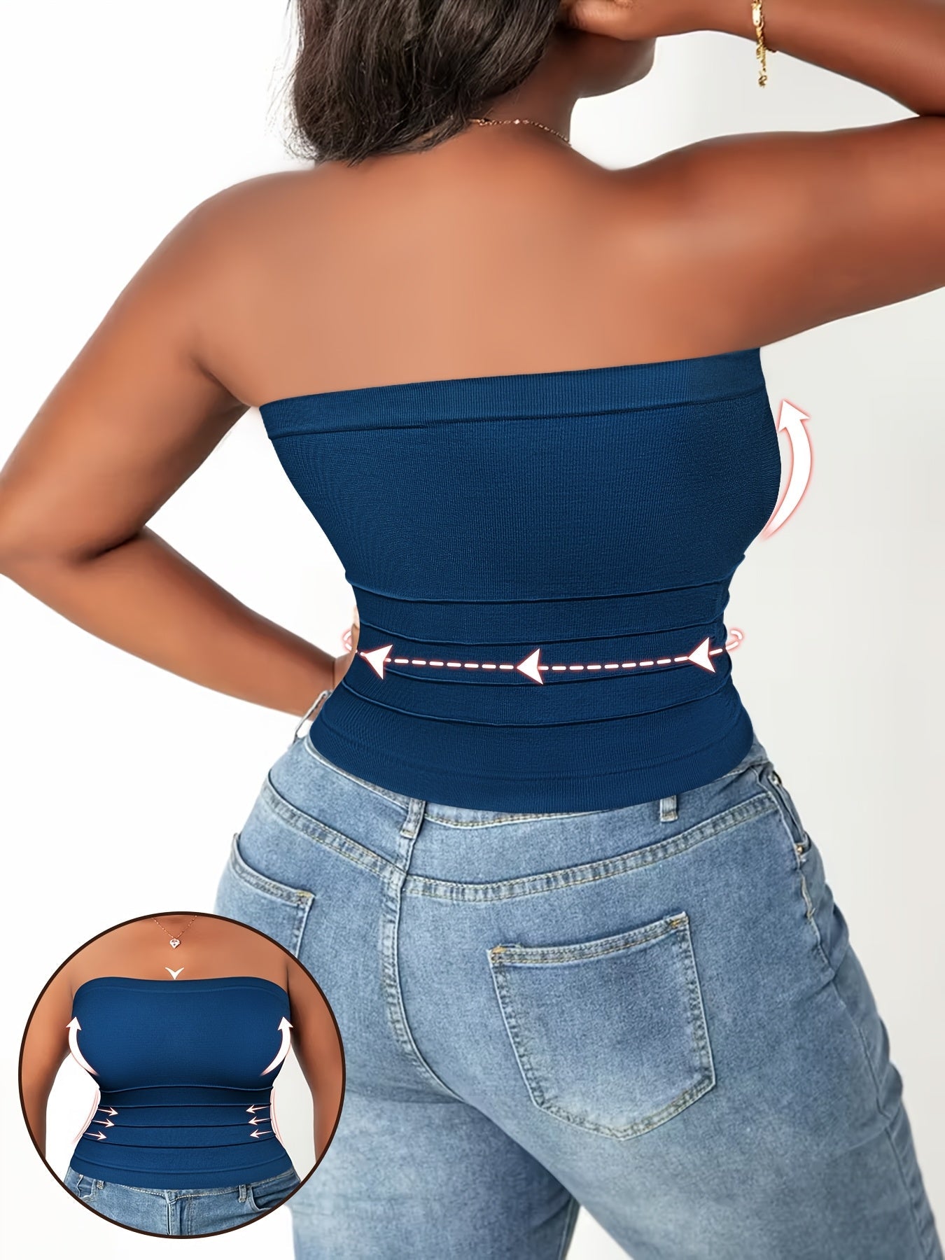 Women's 5-Pack Bandeau Tops - Stretch Strapless Multipack detail view