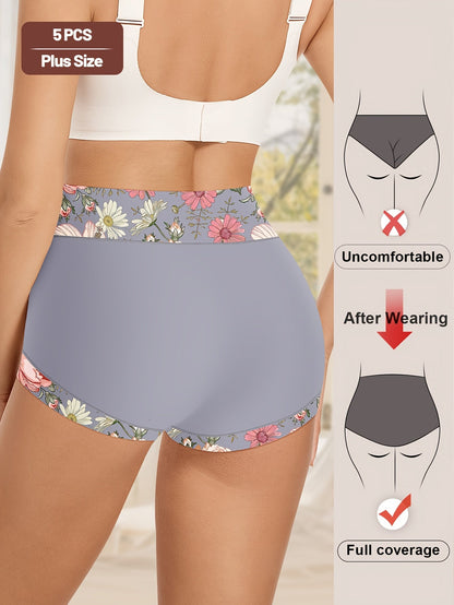 Women's 5-Pack High-Waist Briefs - Floral Everyday Comfort detail view