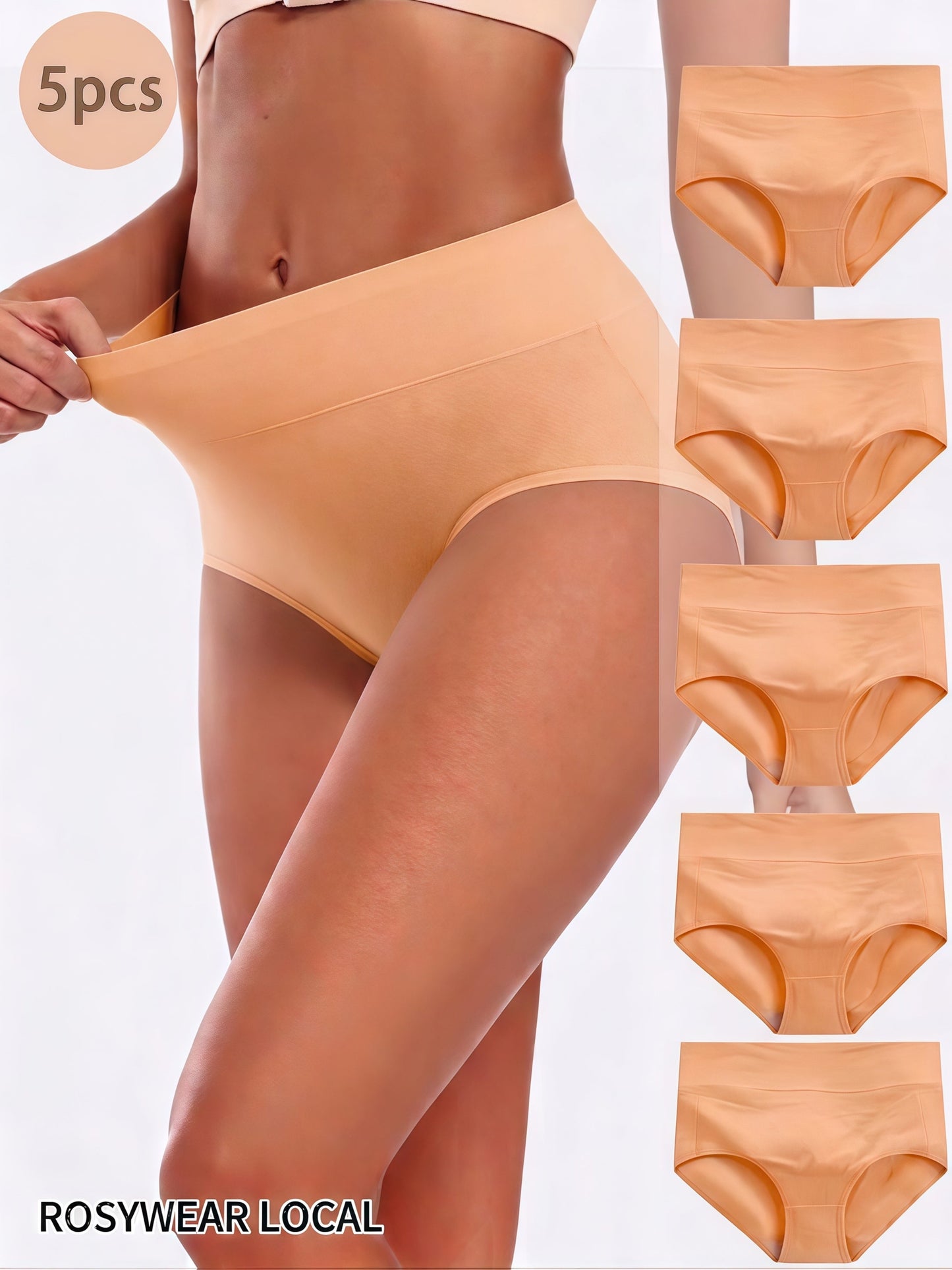 Women's 5-Pack High-Waist Briefs - Solid Color Daily Comfort – view 2
