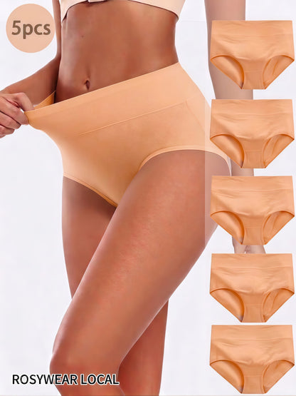 Women's 5-Pack High-Waist Briefs - Solid Color Daily Comfort – view 2