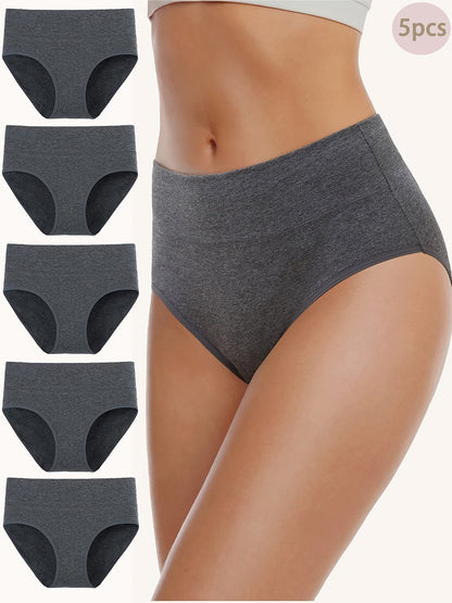 Women's 5-Pack High-Waist Briefs - Solid Color Daily Comfort – view 3
