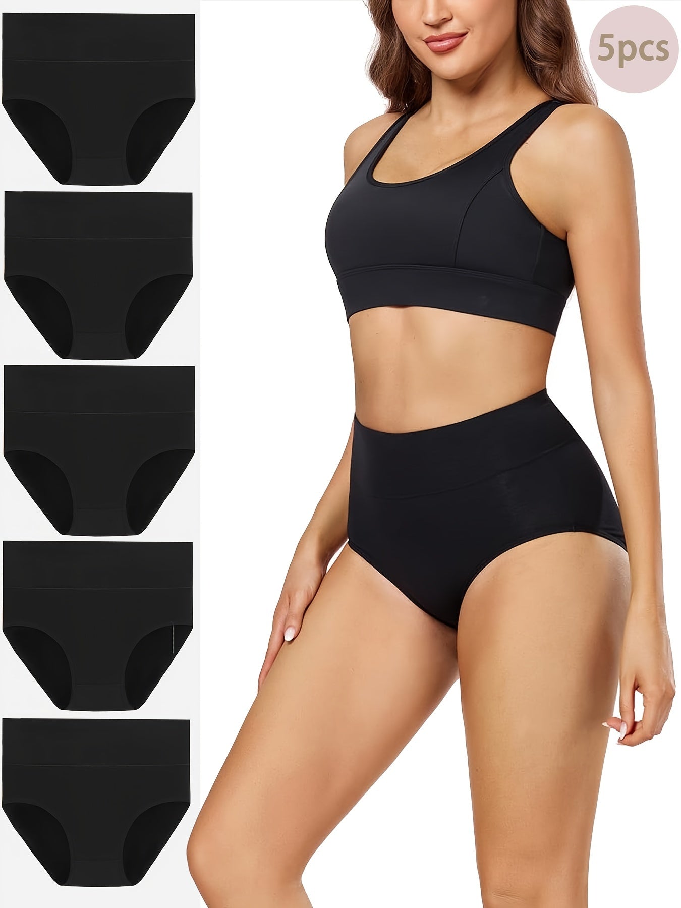 Women's 5-Pack High-Waist Briefs - Solid Color Daily Comfort – view 11