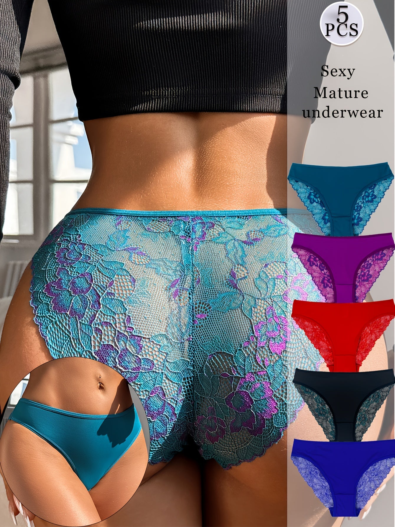 Women's 5-Pack Low-Rise Briefs - Lace Daily Comfort – view 8