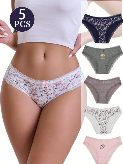 Women's 5-Pack Low-Rise Seamless Briefs - Lace Everyday Comfort – main product image
