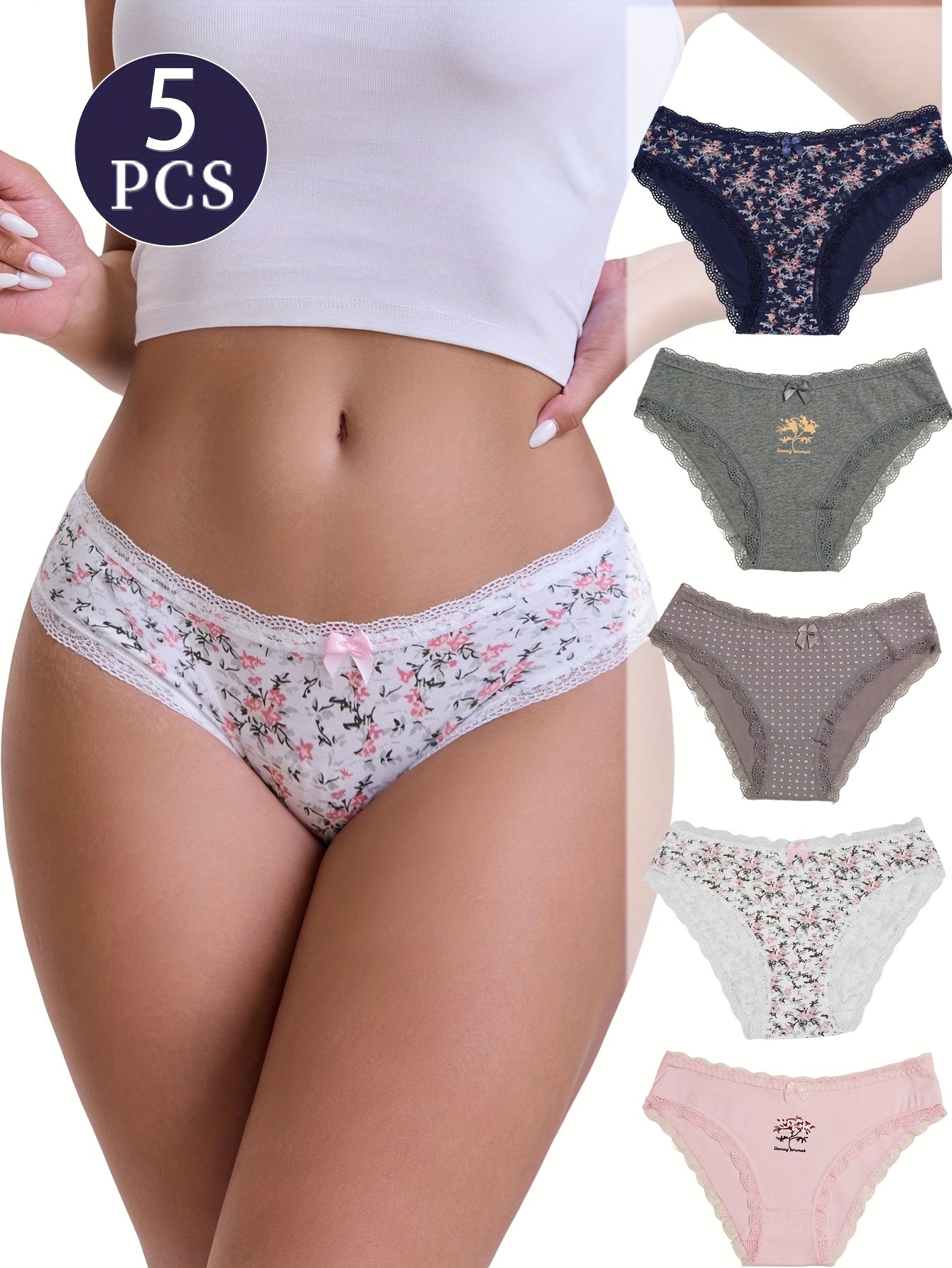 Women's 5-Pack Low-Rise Seamless Briefs - Lace Everyday Comfort – view 8