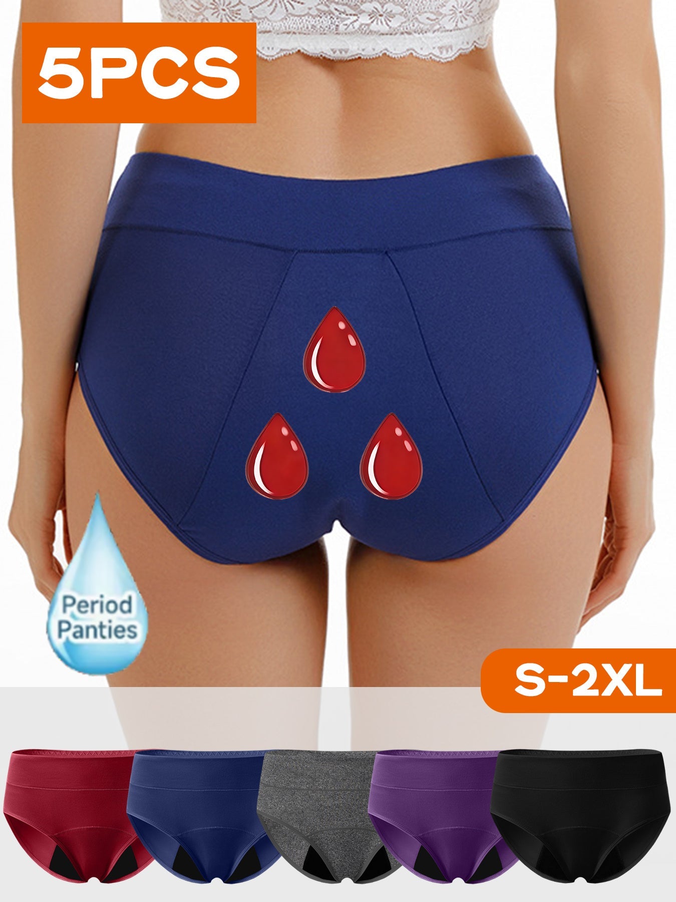 Women's 5-Pack Mid-Rise Period Briefs - Soft Everyday Comfort – view 2