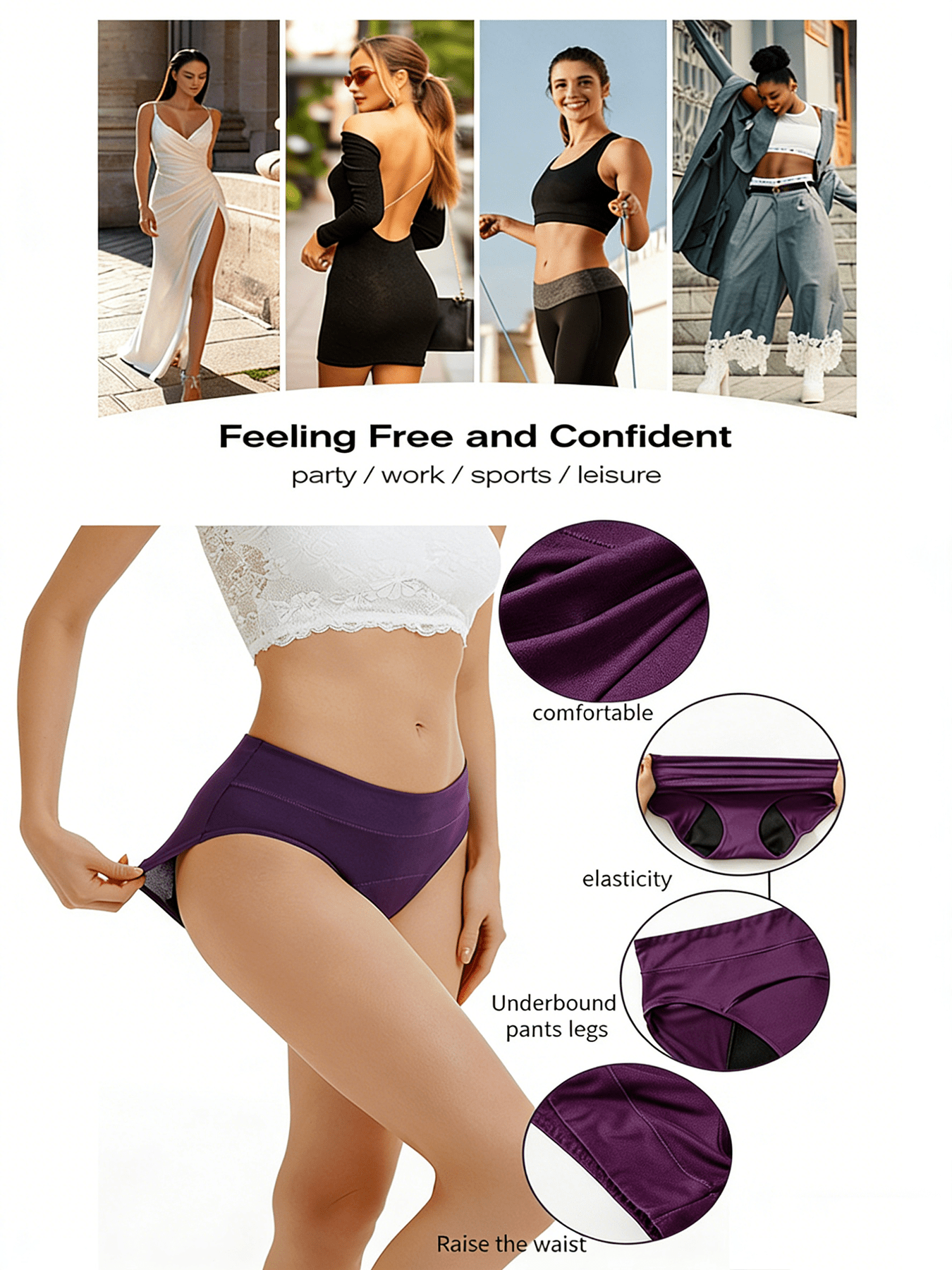 Women's 5-Pack Mid-Rise Period Briefs - Soft Everyday Comfort – view 10