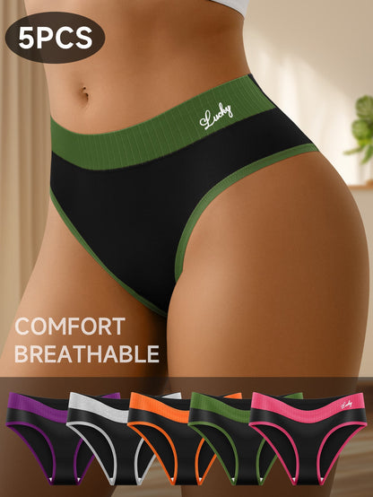 Women's 5-Pack Mid-Rise Seamless Briefs - Colorblock Everyday Comfort – main product image