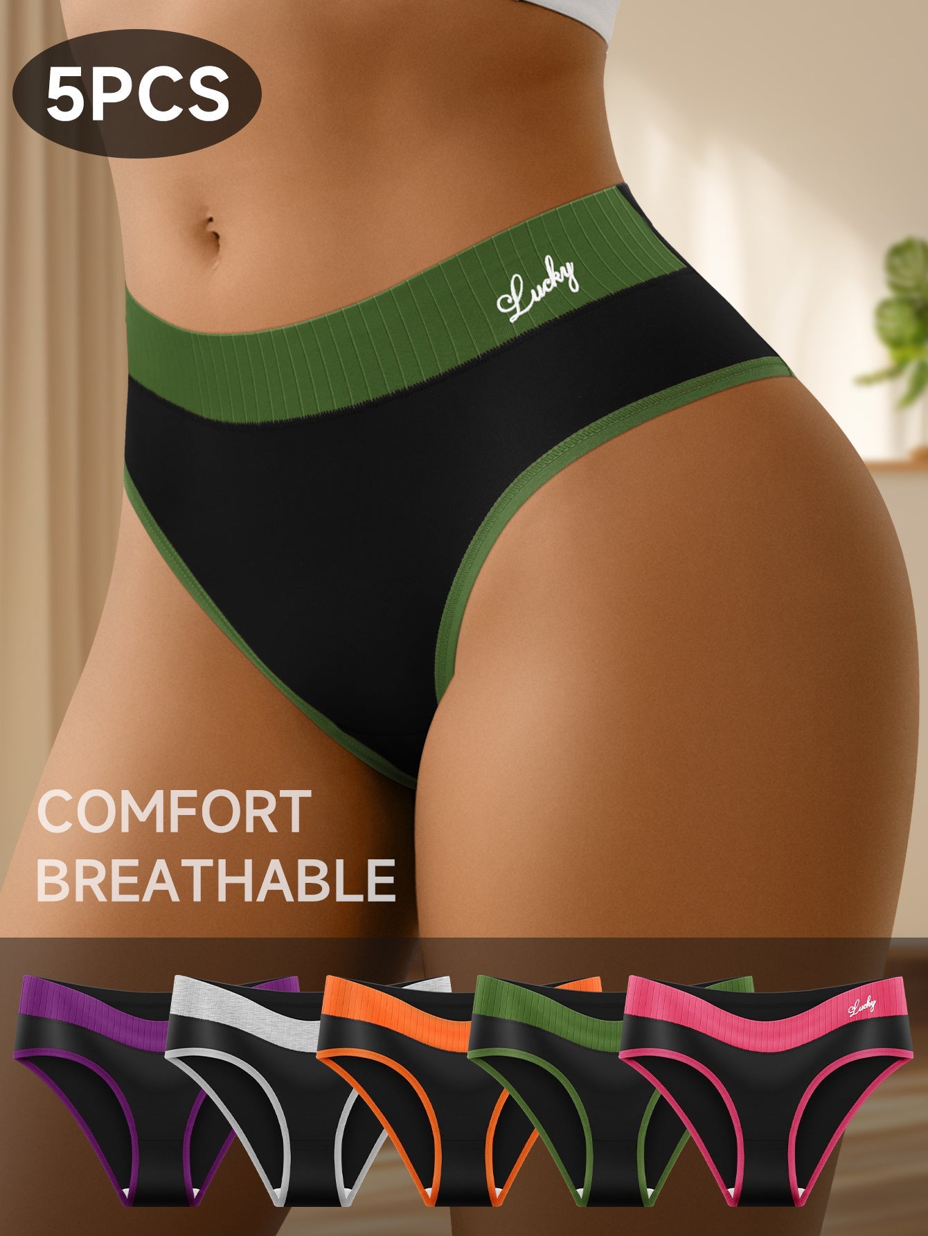 Women's 5-Pack Mid-Rise Seamless Briefs - Colorblock Everyday Comfort – view 6