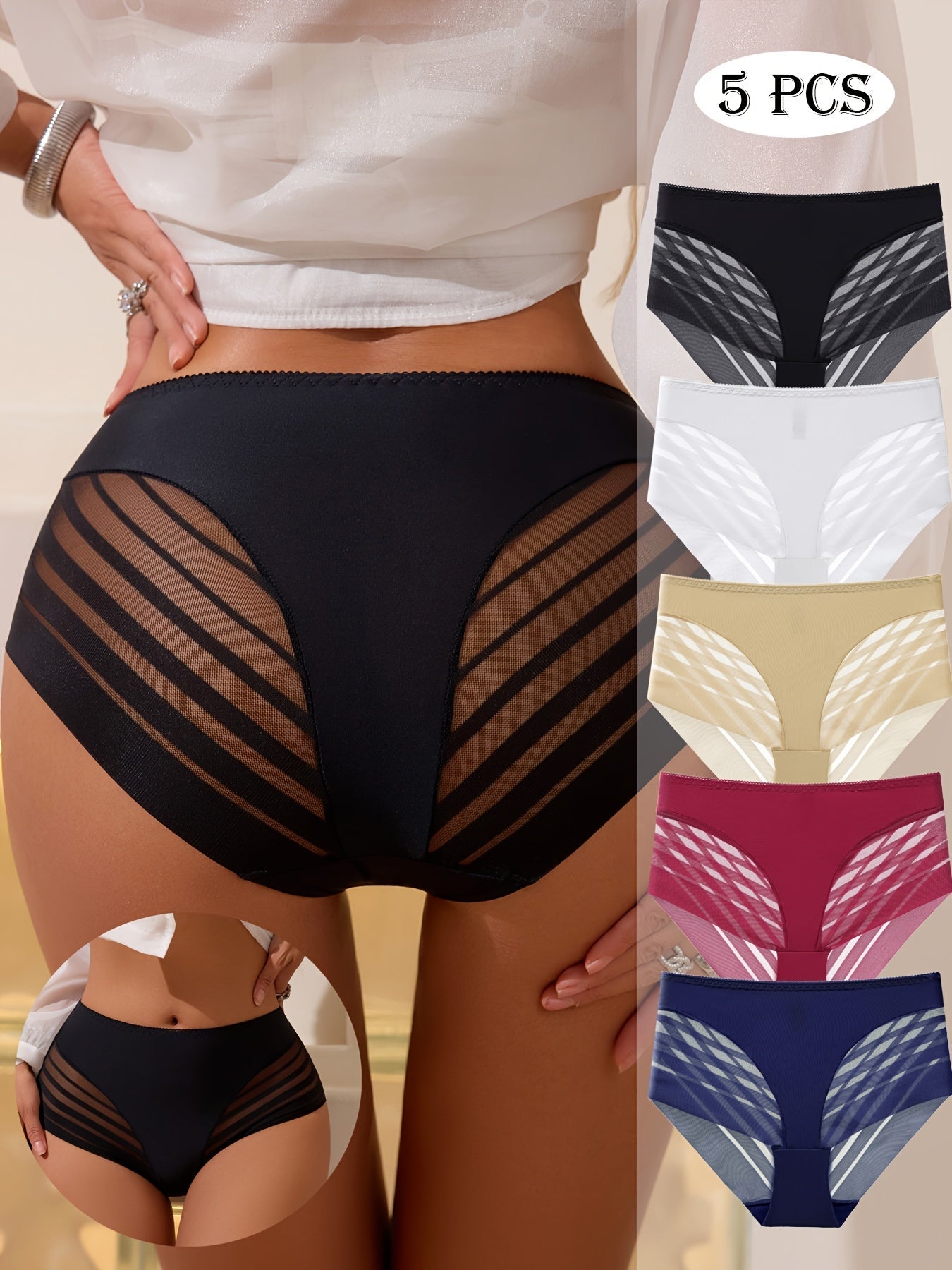 Women's 5-Pack Mid-Rise Seamless Briefs - Lace Daily Comfort – main product image