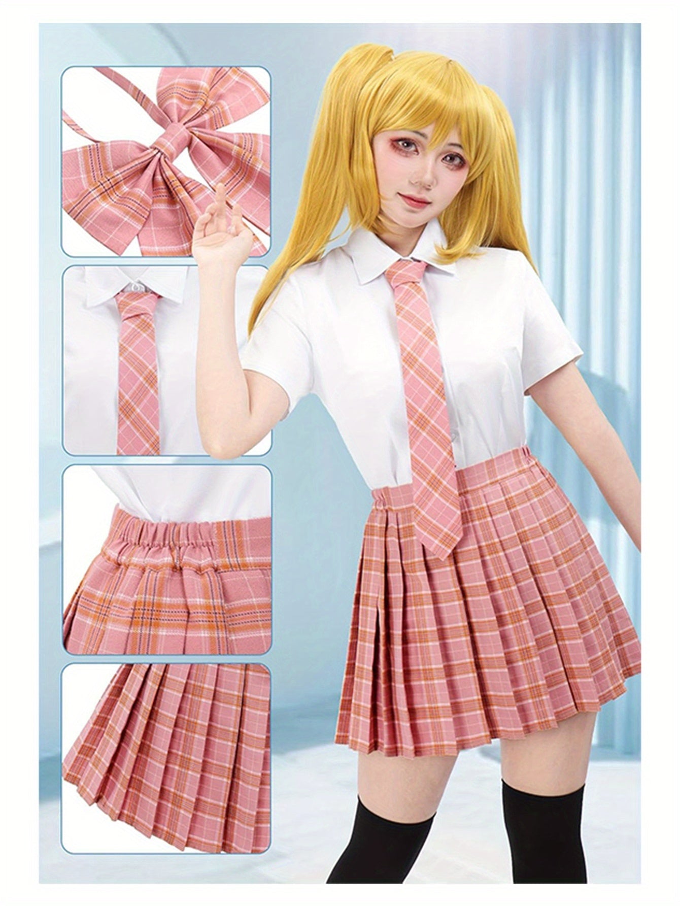 Women's 5-Piece Japanese Plaid Uniform Set - Bow Tie Plaid – view 3