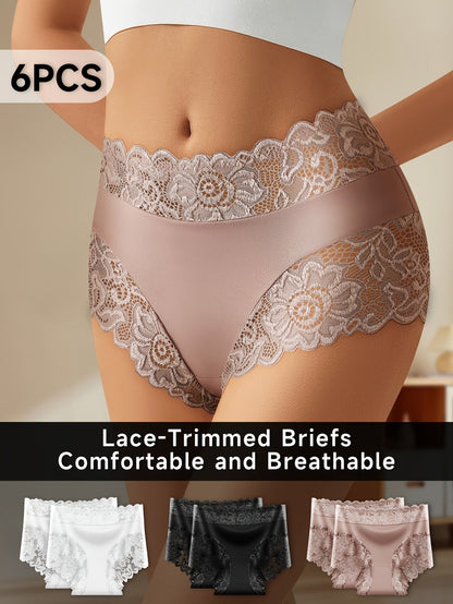 Women's 6-Pack High-Waist Briefs - Lace Daily Comfort Mixed colors – view 7