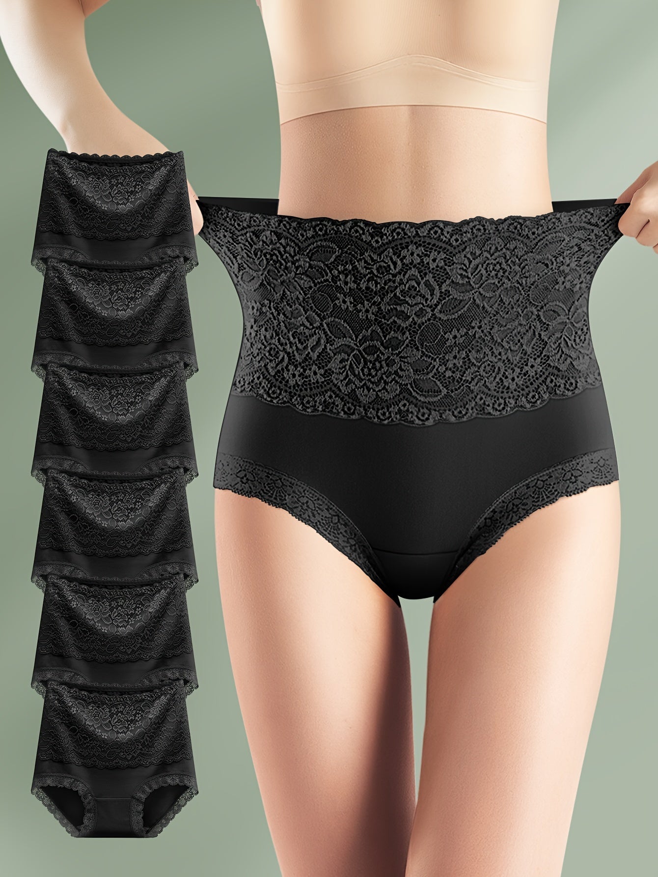 Women's 6-Pack High-Waist Briefs - Lace Everyday Comfort – Colorway 98021 – view 4
