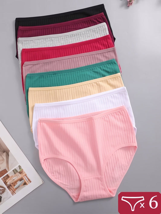 Women's 6-Pack High-Waist Briefs - Ribbed Daily Comfort – main product image
