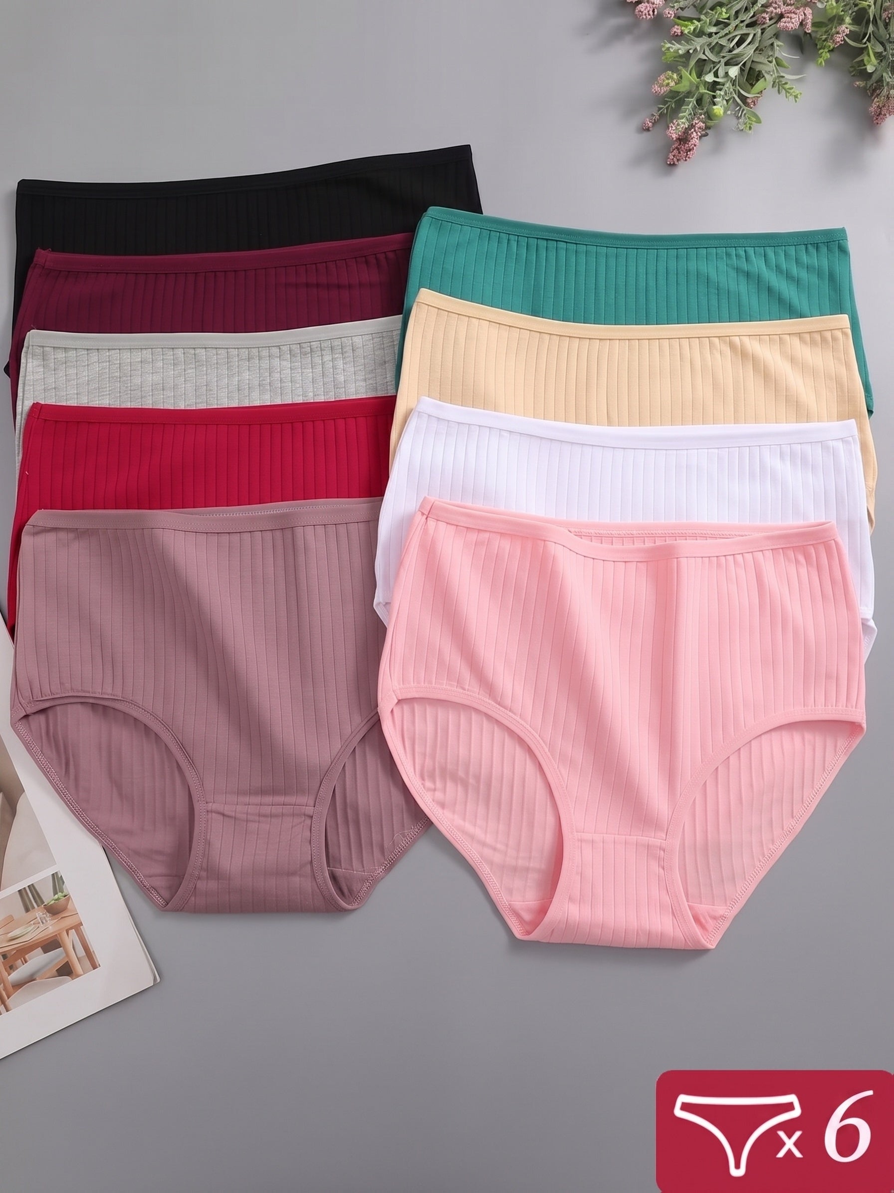 Women's 6-Pack High-Waist Briefs - Ribbed Daily Comfort – view 13