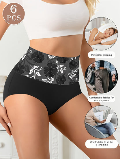 Women's 6-Pack High-Waist Seamless Briefs - Floral Everyday Comfort – view 2