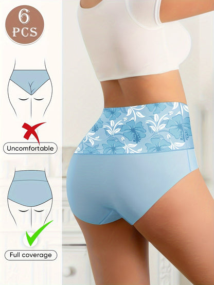 Women's 6-Pack High-Waist Seamless Briefs - Floral Everyday Comfort – view 4
