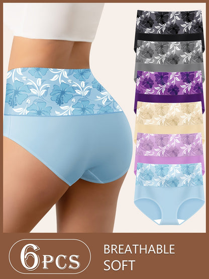 Women's 6-Pack High-Waist Seamless Briefs - Floral Everyday Comfort – view 8